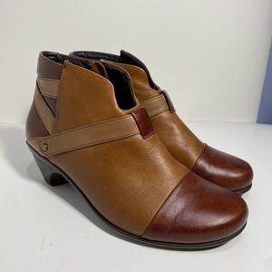 Noat Lucky Dual Tone Brown Ankle Boots Size 8.5/39 made in Israel